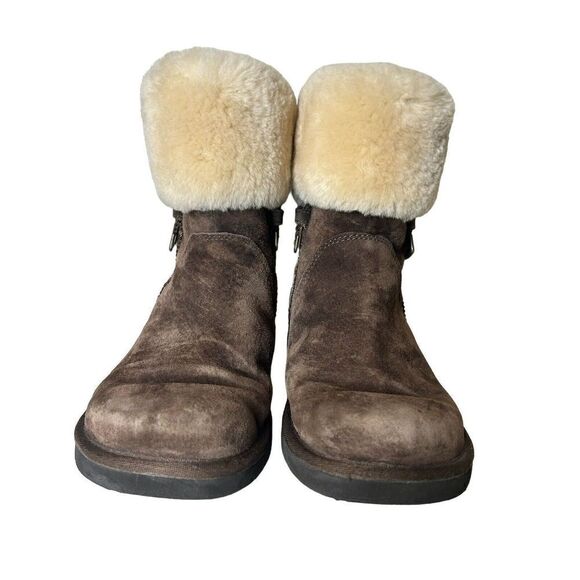 UGG METRO TAS FUR CUFF BOOTS ESPRESSO WOMENS 7 Amazing Condition! - Picture 8 of 11